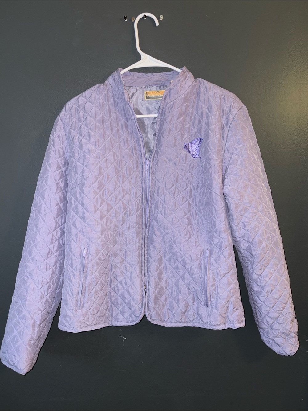 Women’s Bobby Chan Lavender Quilted Zip-Front Jacket size L